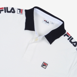 Fila Logo Tape Series - Miesten Poolopaita - Valkoinen | FI-66049